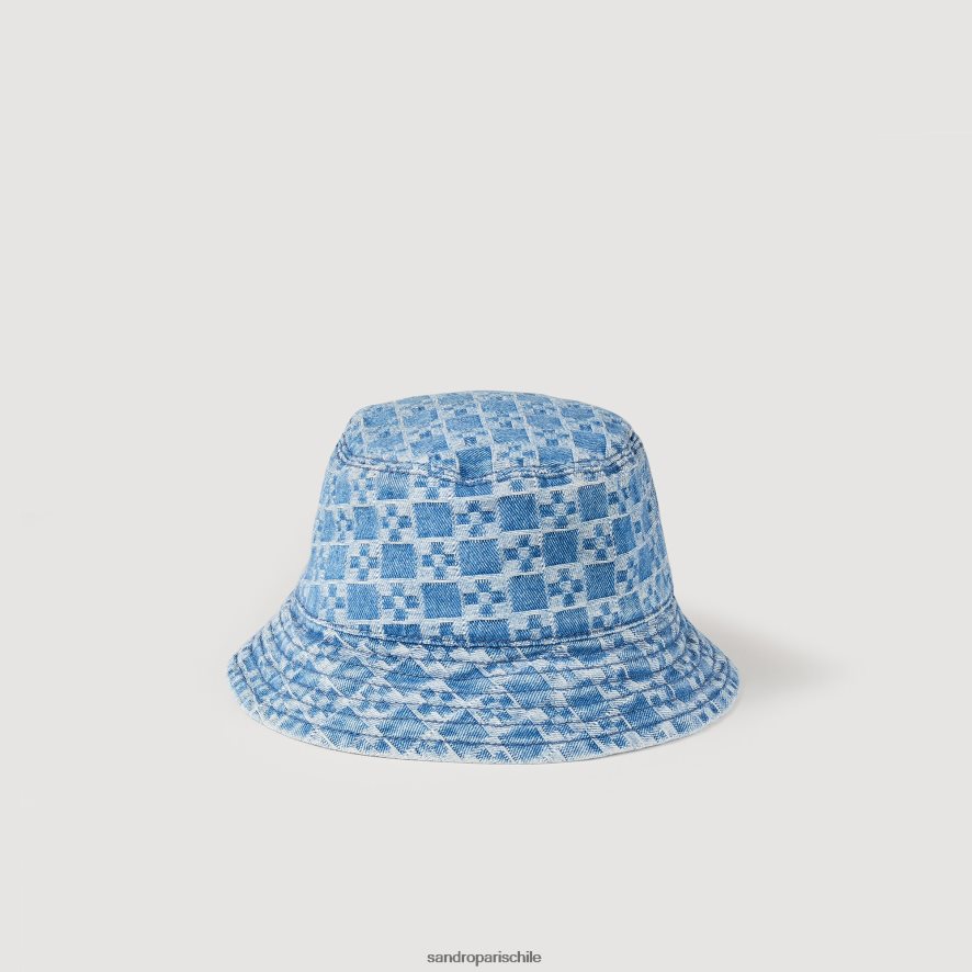 Sandro Paris sombrero de mezclilla con cruz cuadrada azul vintage hombres accesorios JJ402J846