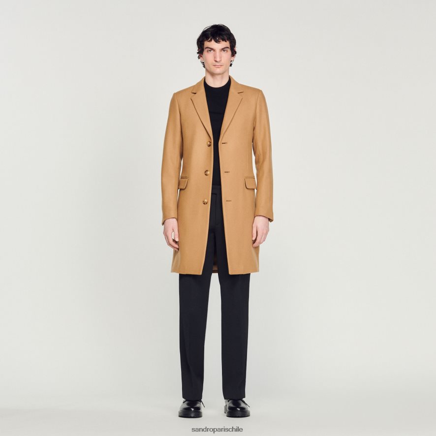 Sandro Paris abrigo de lana beige hombres vestir JJ402J607