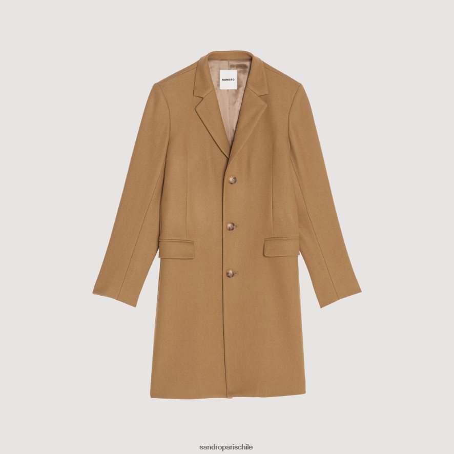 Sandro Paris abrigo de lana beige hombres vestir JJ402J607