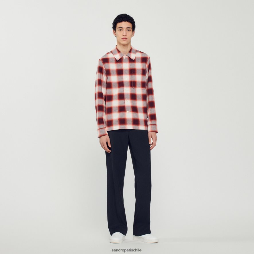 Sandro Paris camisa a cuadros rojo/crudo hombres vestir JJ402J820
