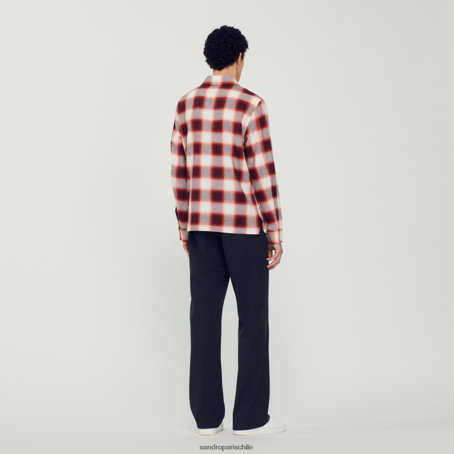 Sandro Paris camisa a cuadros rojo/crudo hombres vestir JJ402J820