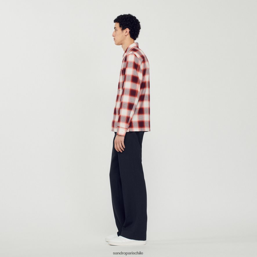 Sandro Paris camisa a cuadros rojo/crudo hombres vestir JJ402J820