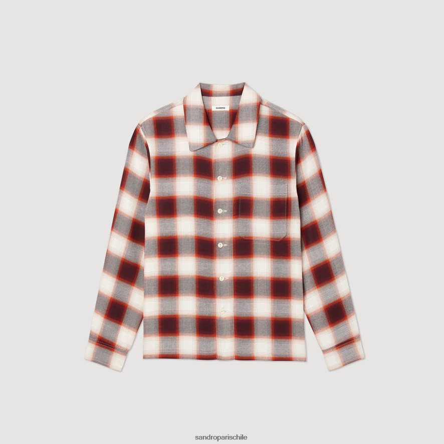 Sandro Paris camisa a cuadros rojo/crudo hombres vestir JJ402J820