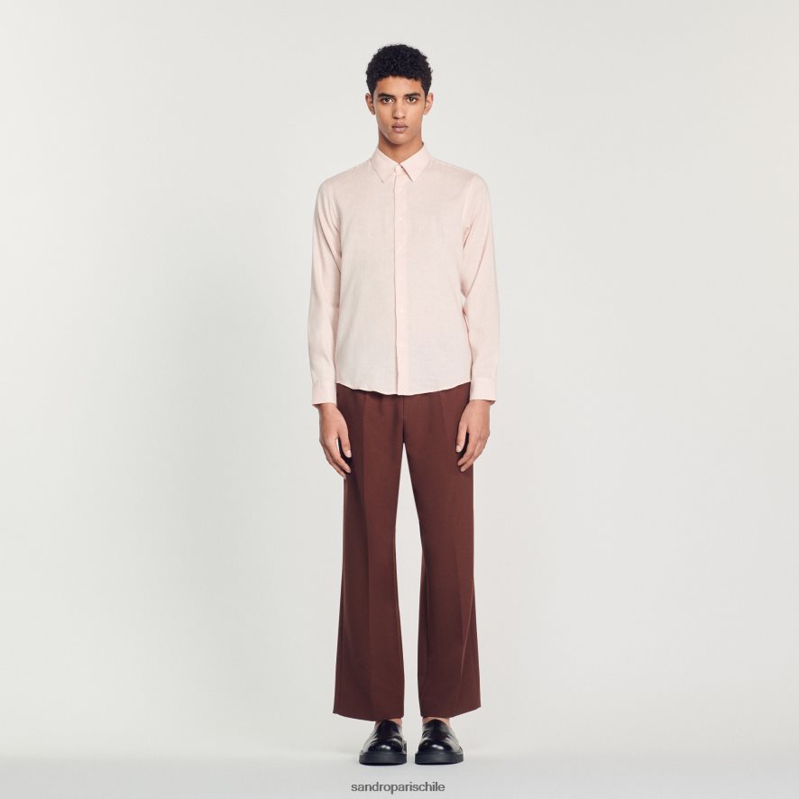 Sandro Paris camisa clasica Rosa claro hombres vestir JJ402J822