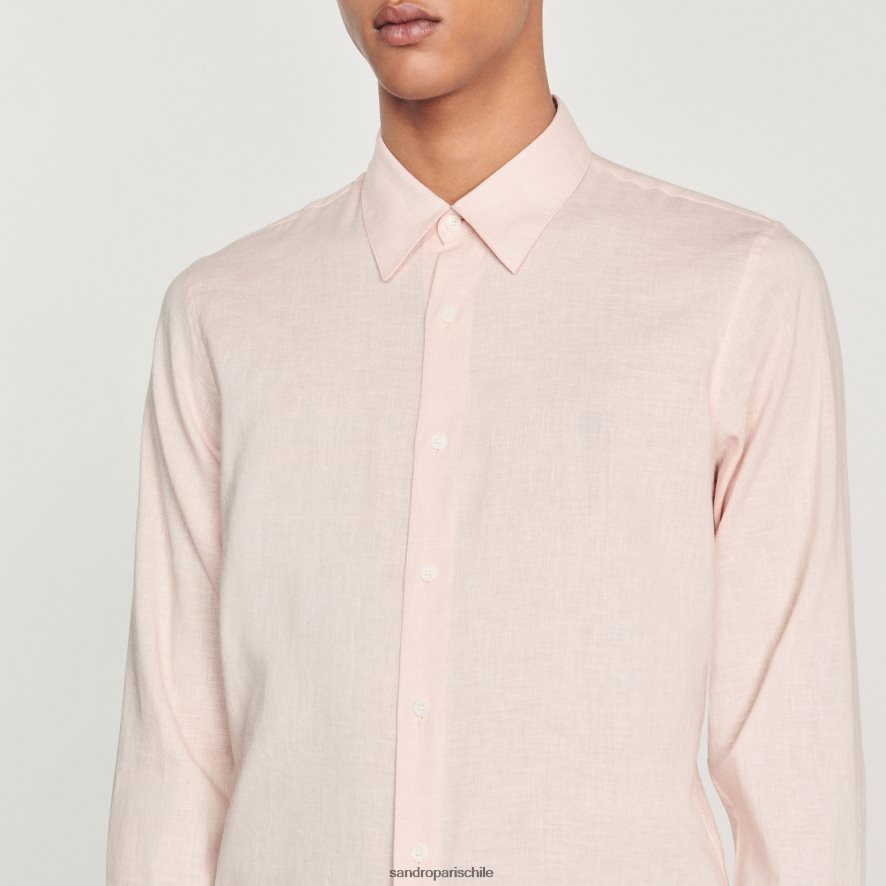 Sandro Paris camisa clasica Rosa claro hombres vestir JJ402J822