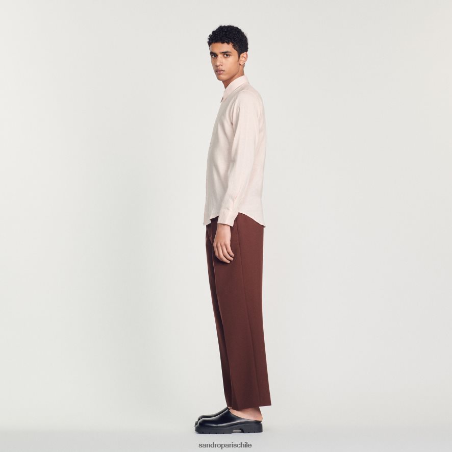 Sandro Paris camisa clasica Rosa claro hombres vestir JJ402J822