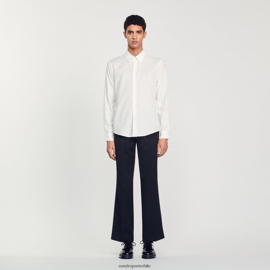 Sandro Paris camisa clasica blanco hombres vestir JJ402J756