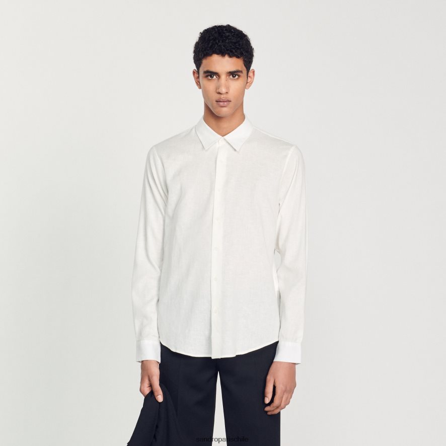 Sandro Paris camisa clasica blanco hombres vestir JJ402J756