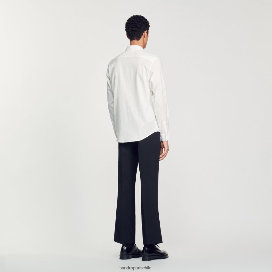 Sandro Paris camisa clasica blanco hombres vestir JJ402J756