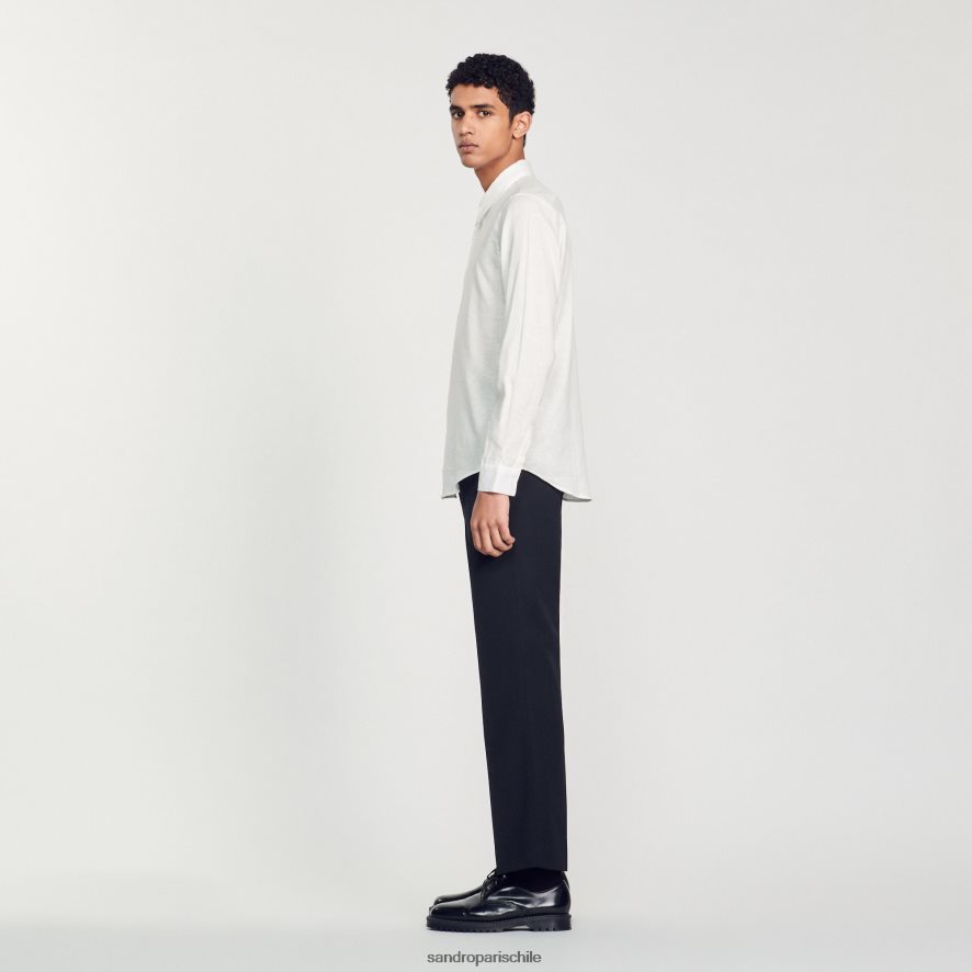 Sandro Paris camisa clasica blanco hombres vestir JJ402J756