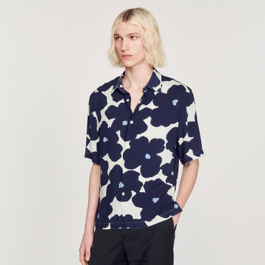 Sandro Paris camisa con estampado floral Azul marino hombres vestir JJ402J742