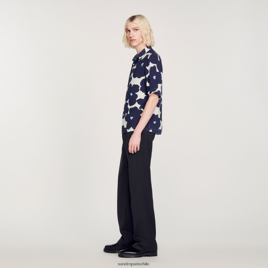 Sandro Paris camisa con estampado floral Azul marino hombres vestir JJ402J742