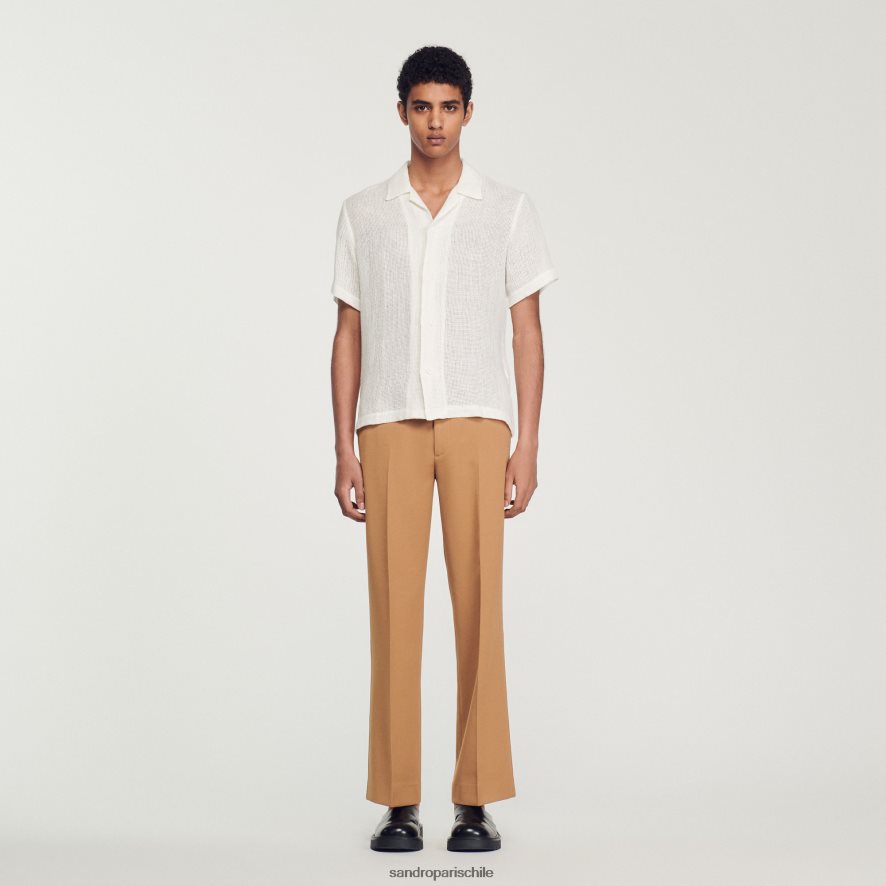 Sandro Paris camisa de manga corta crudo hombres vestir JJ402J595