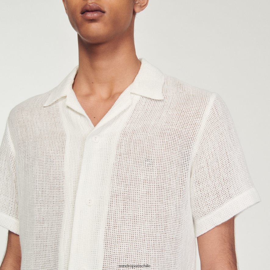 Sandro Paris camisa de manga corta crudo hombres vestir JJ402J595