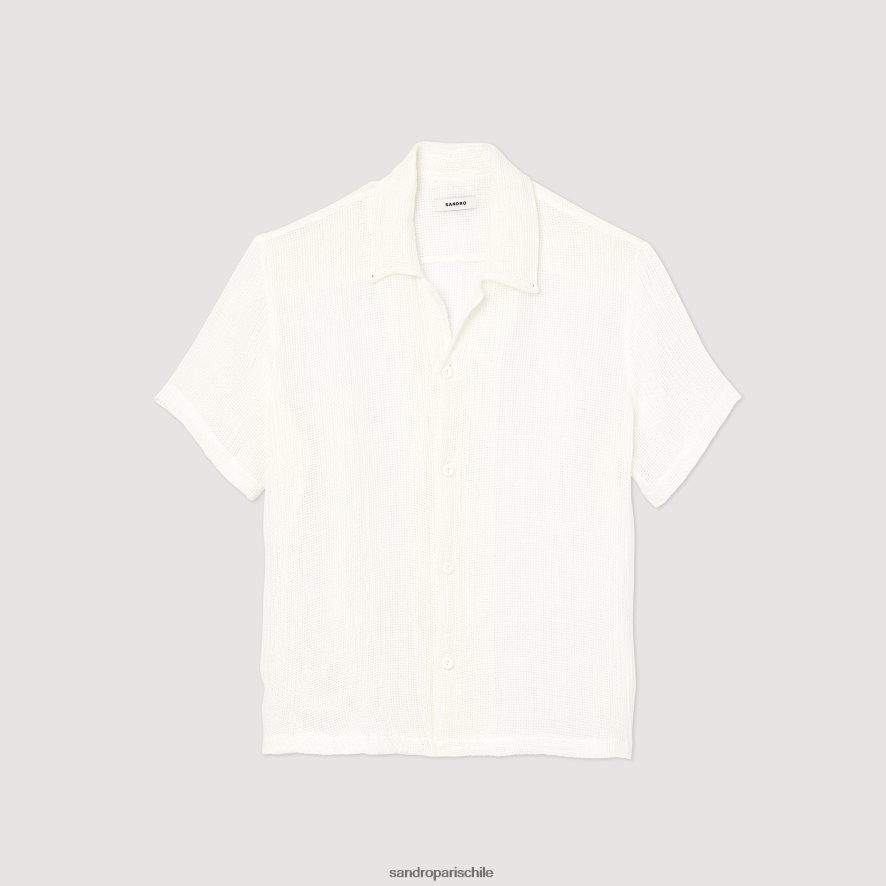 Sandro Paris camisa de manga corta crudo hombres vestir JJ402J595