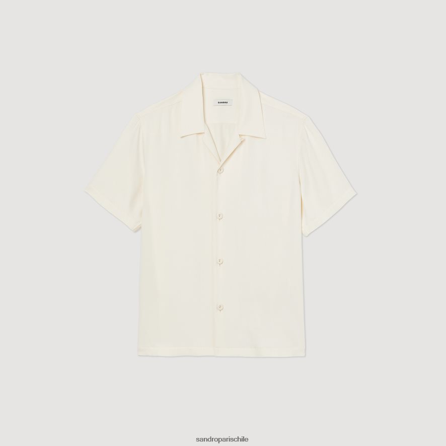 Sandro Paris camisa de manga corta crudo hombres vestir JJ402J818