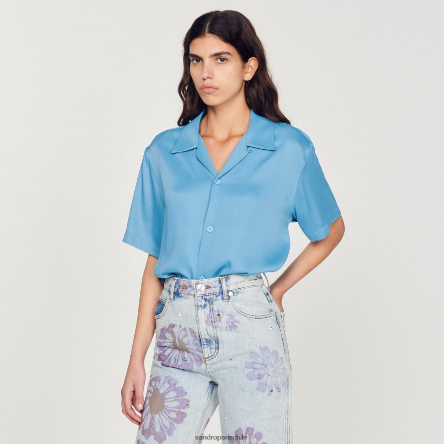 Sandro Paris camisa de manga corta un color hombres vestir JJ402J734