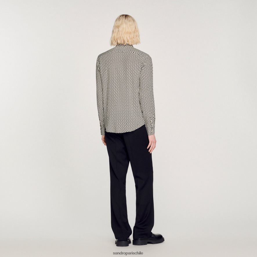 Sandro Paris camisa fluida estampada negro hombres vestir JJ402J724
