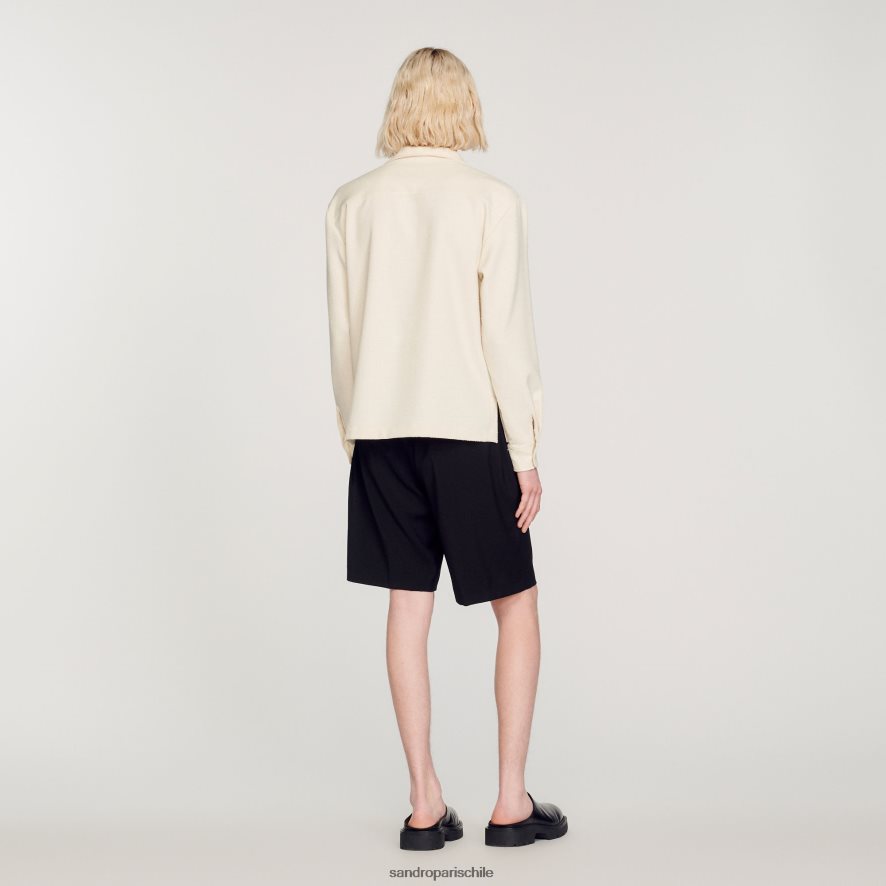 Sandro Paris camisa suelta blanco hombres vestir JJ402J708