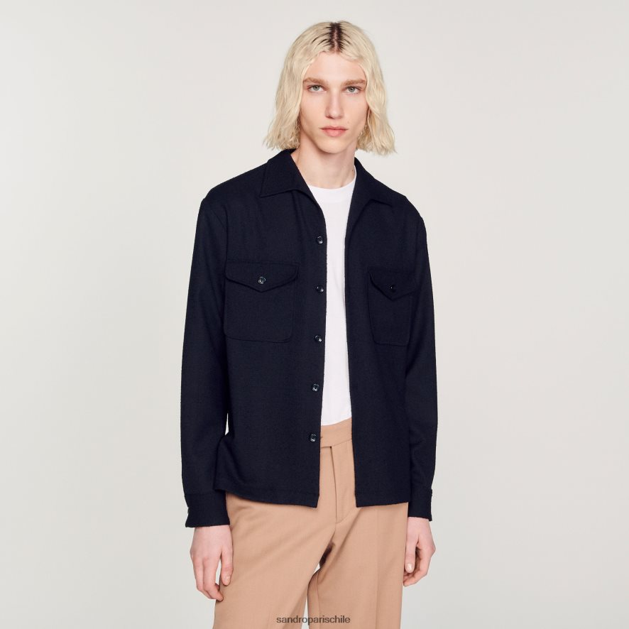 Sandro Paris camisa suelta un color hombres vestir JJ402J699