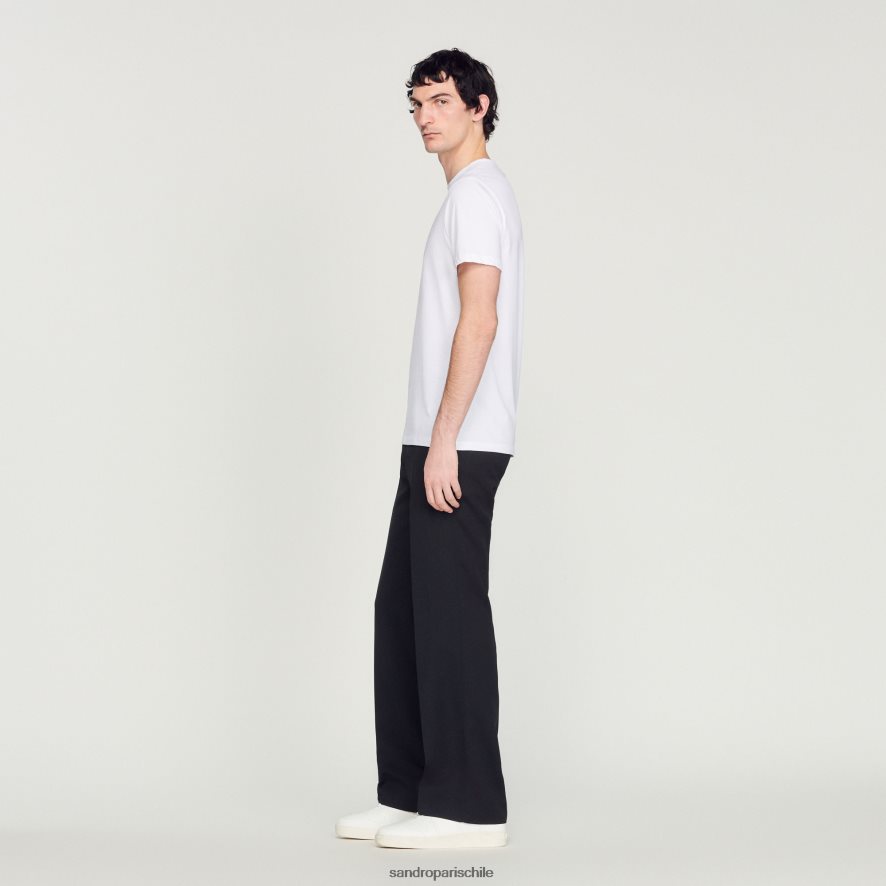 Sandro Paris camiseta bordada blanco hombres vestir JJ402J710
