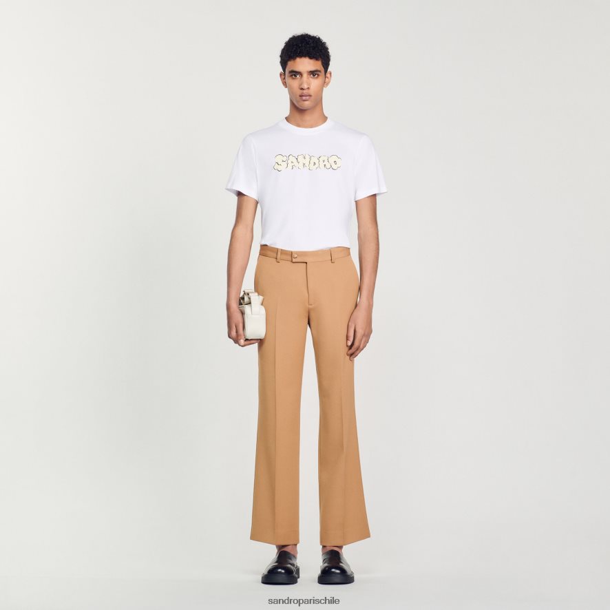 Sandro Paris camiseta bordada blanco hombres vestir JJ402J803