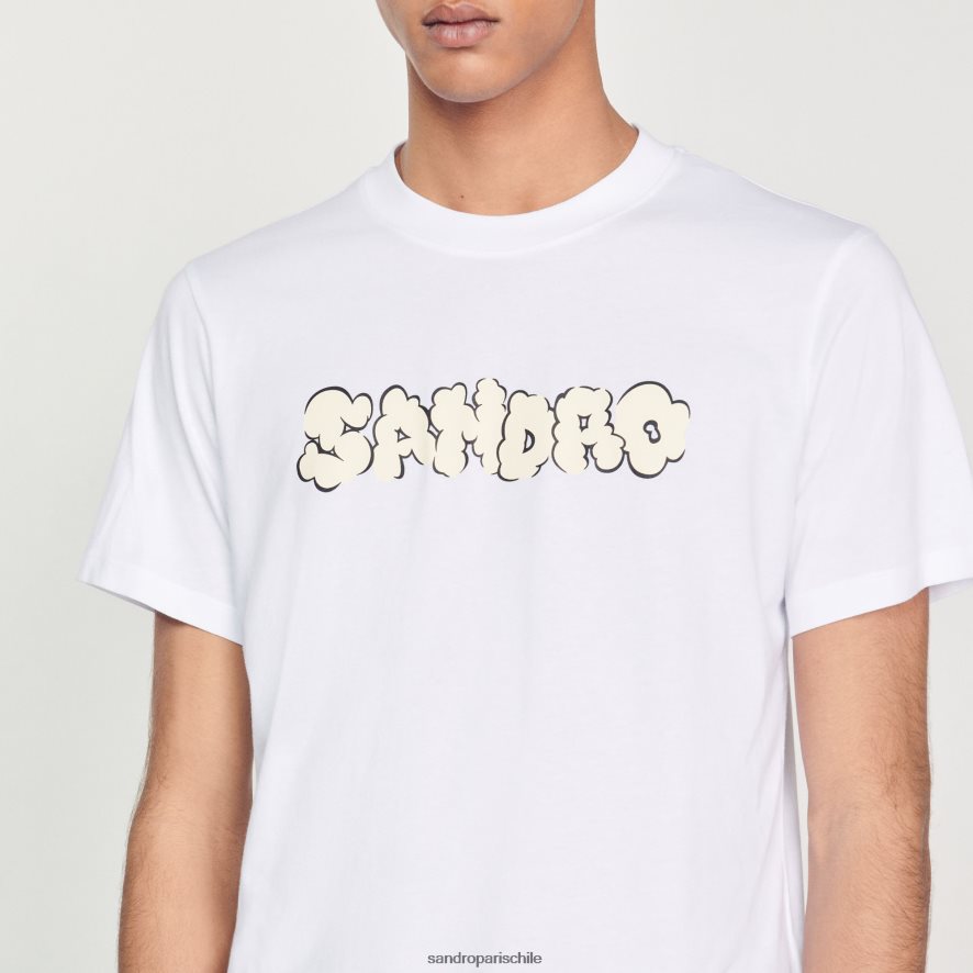 Sandro Paris camiseta bordada blanco hombres vestir JJ402J803