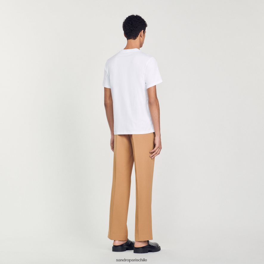 Sandro Paris camiseta bordada blanco hombres vestir JJ402J803