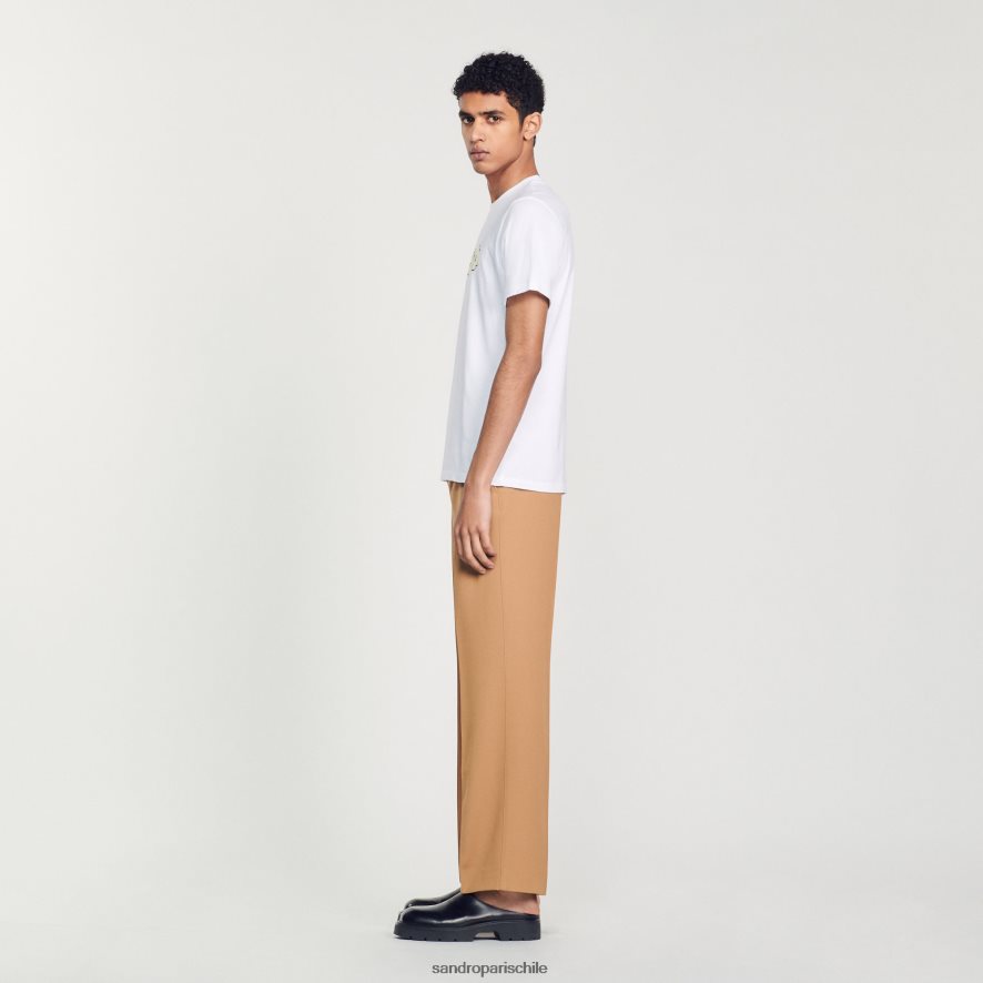 Sandro Paris camiseta bordada blanco hombres vestir JJ402J803