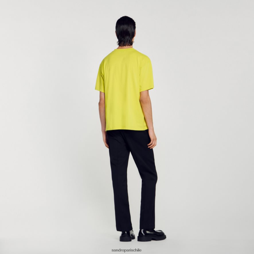 Sandro Paris camiseta de estrella de mar anís verde hombres vestir JJ402J686