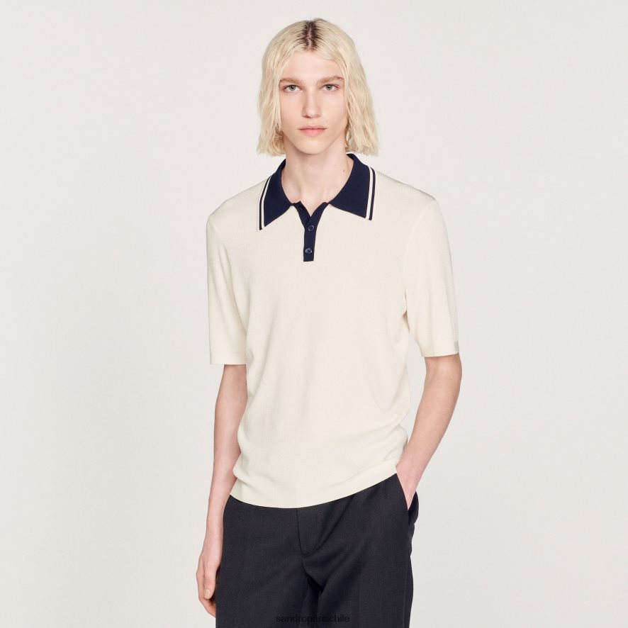 Sandro Paris polo con cuello en contraste crudo hombres vestir JJ402J702