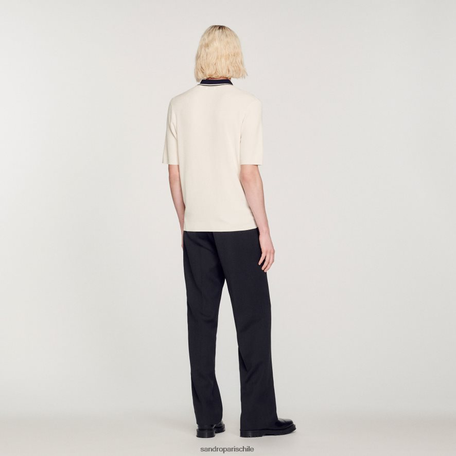 Sandro Paris polo con cuello en contraste crudo hombres vestir JJ402J702