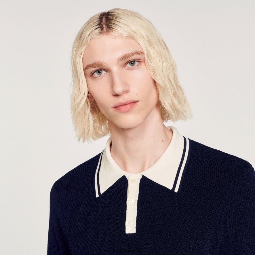 Sandro Paris polo con cuello en contraste un color hombres vestir JJ402J707