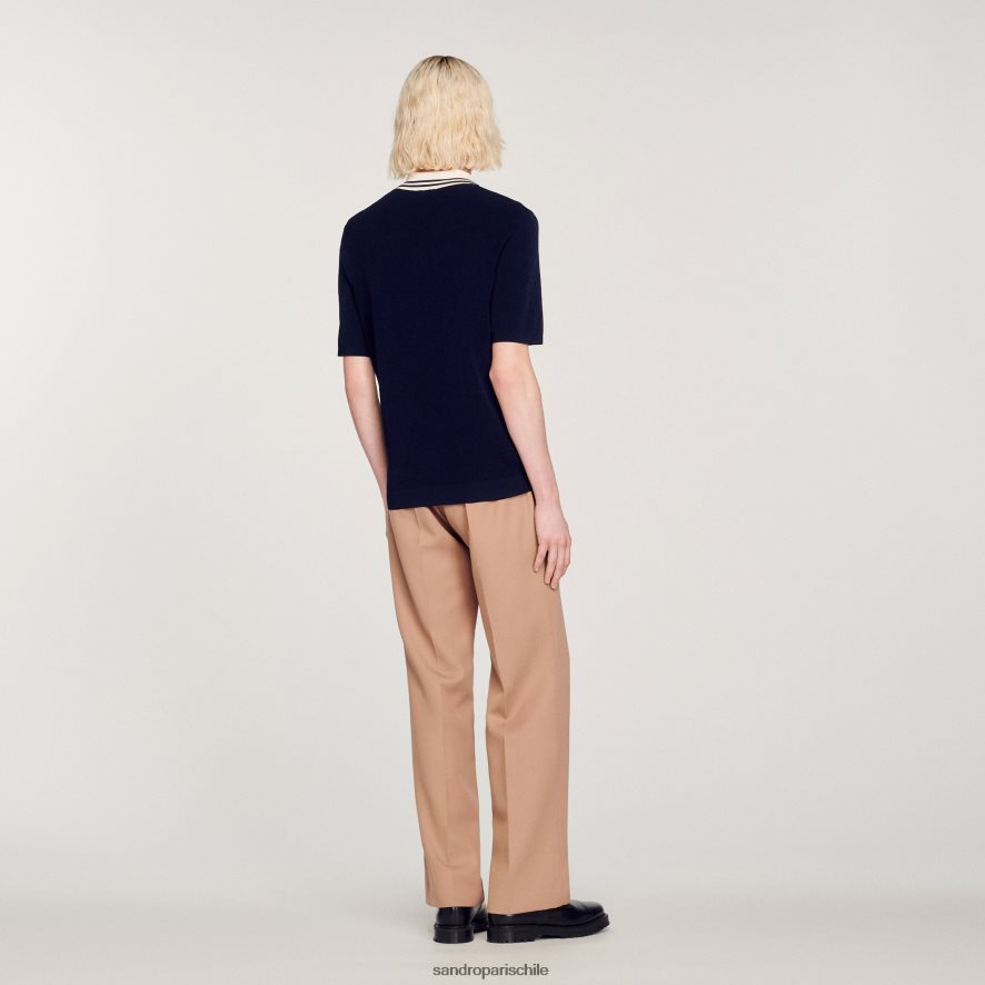 Sandro Paris polo con cuello en contraste un color hombres vestir JJ402J707