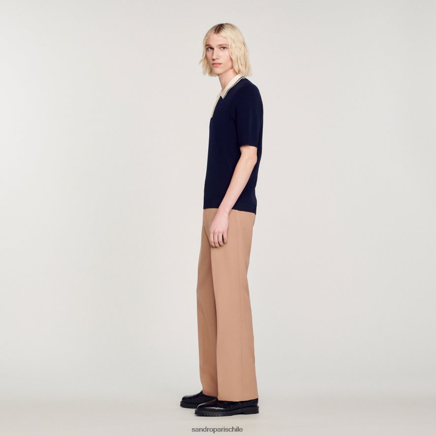 Sandro Paris polo con cuello en contraste un color hombres vestir JJ402J707