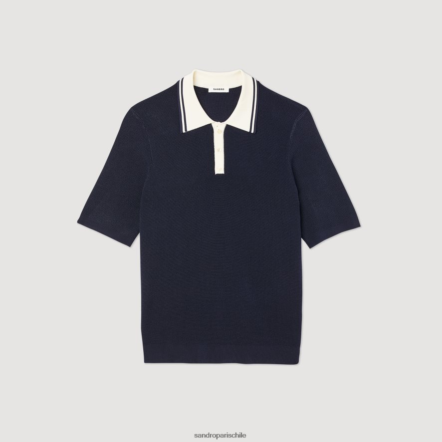 Sandro Paris polo con cuello en contraste un color hombres vestir JJ402J707