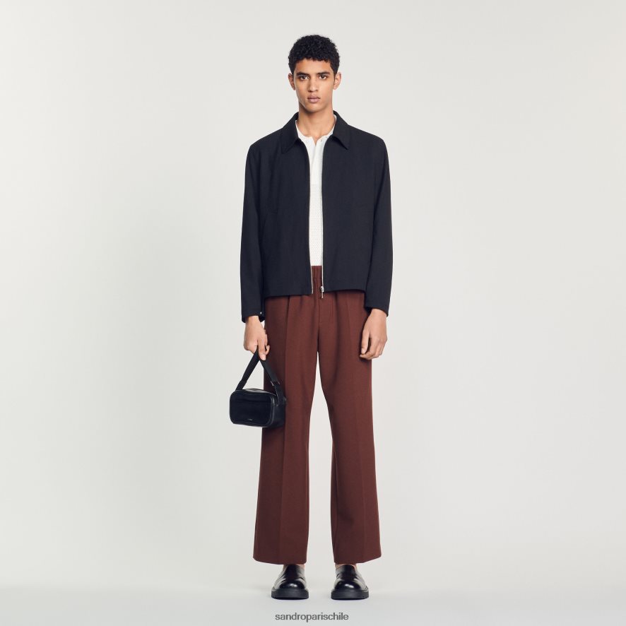 Sandro Paris chaqueta con cremallera negro hombres vestir JJ402J714