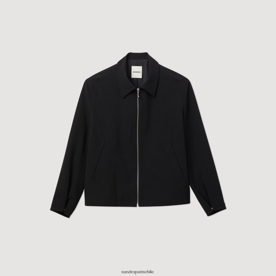 Sandro Paris chaqueta con cremallera negro hombres vestir JJ402J714