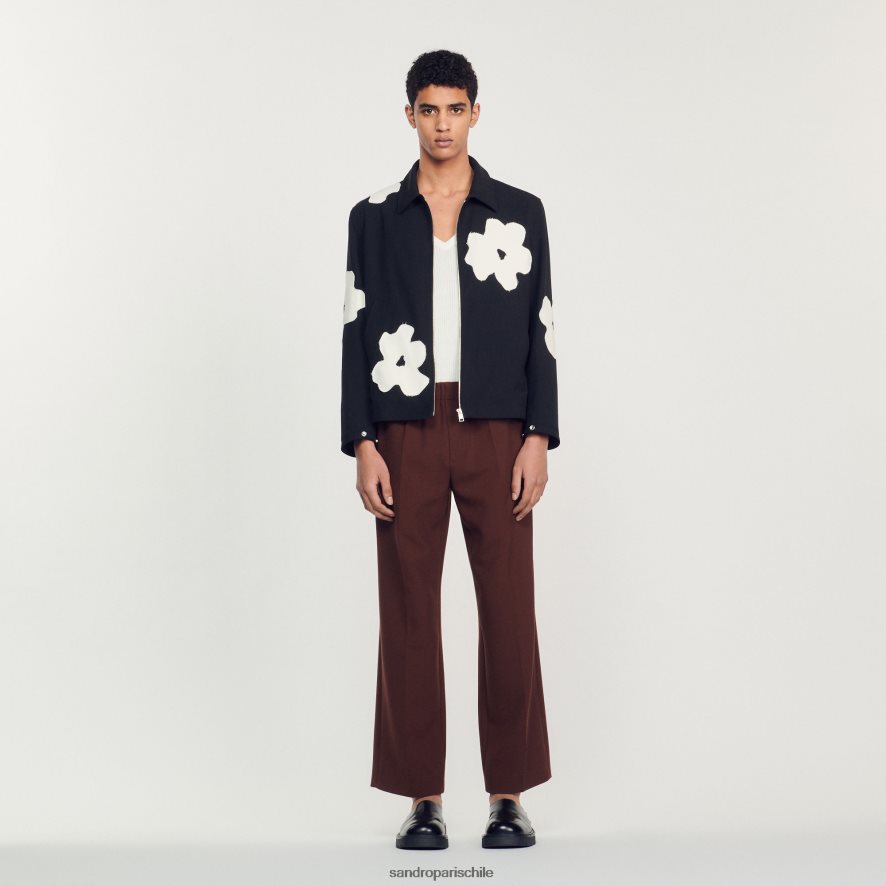 Sandro Paris chaqueta con motivos florales negro hombres vestir JJ402J683