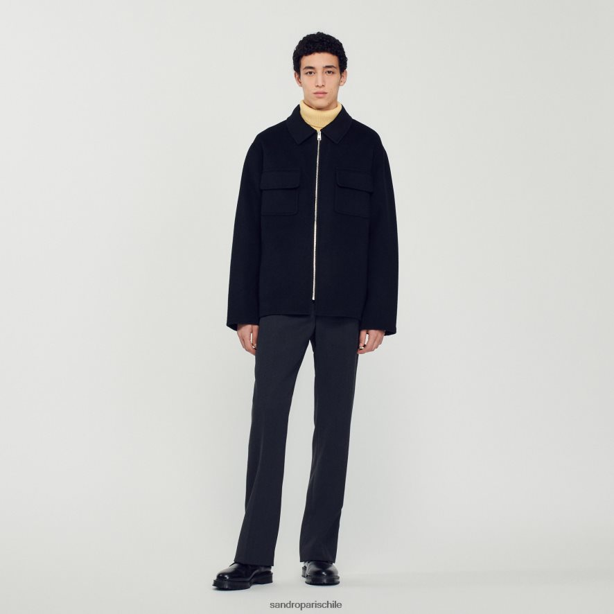 Sandro Paris chaqueta de lana negro hombres vestir JJ402J682