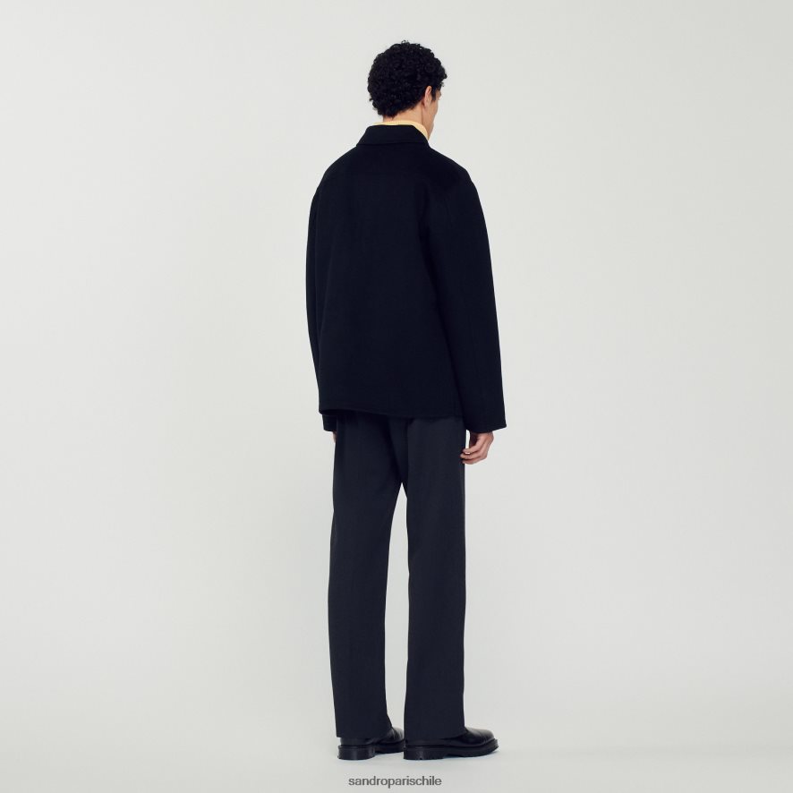 Sandro Paris chaqueta de lana negro hombres vestir JJ402J682