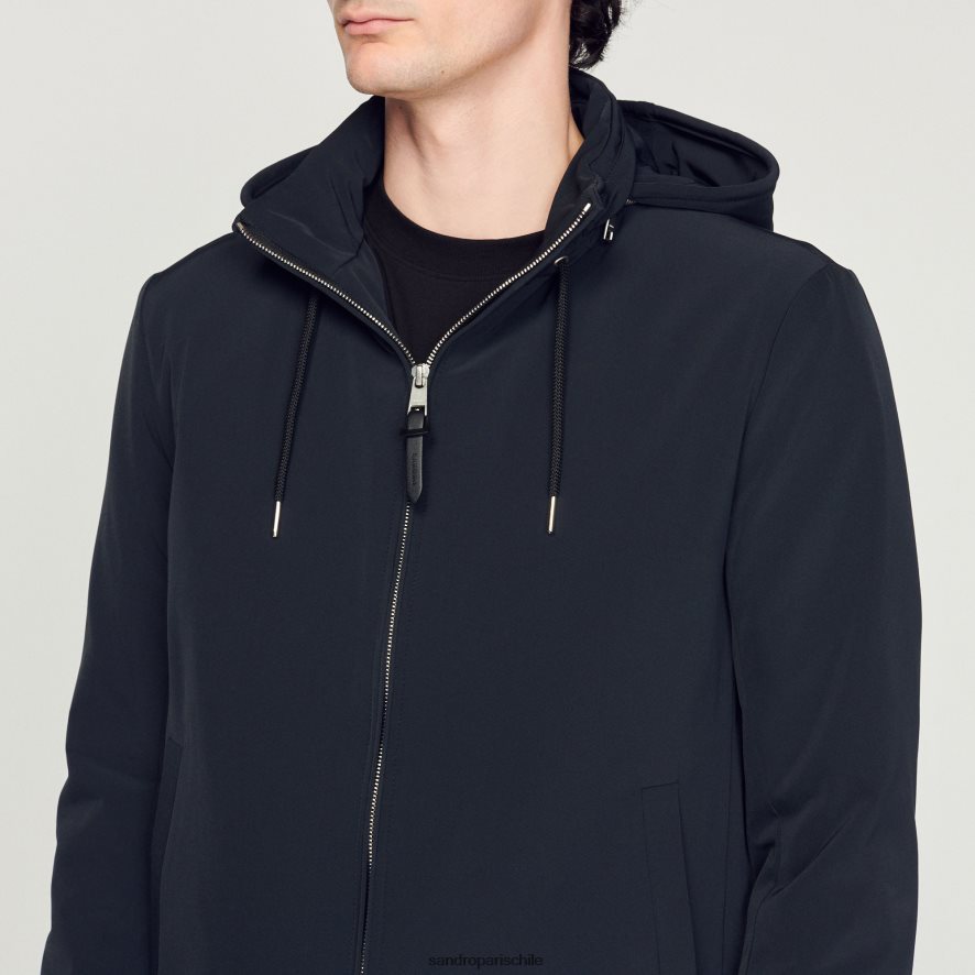 Sandro Paris chaqueta de tejido técnico Azul marino hombres vestir JJ402J644