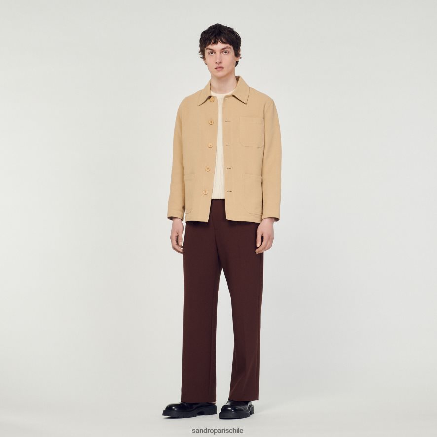 Sandro Paris chaqueta de trabajador beige hombres vestir JJ402J765