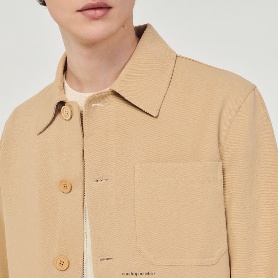 Sandro Paris chaqueta de trabajador beige hombres vestir JJ402J765