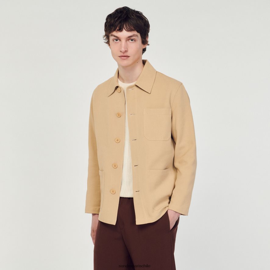 Sandro Paris chaqueta de trabajador beige hombres vestir JJ402J765