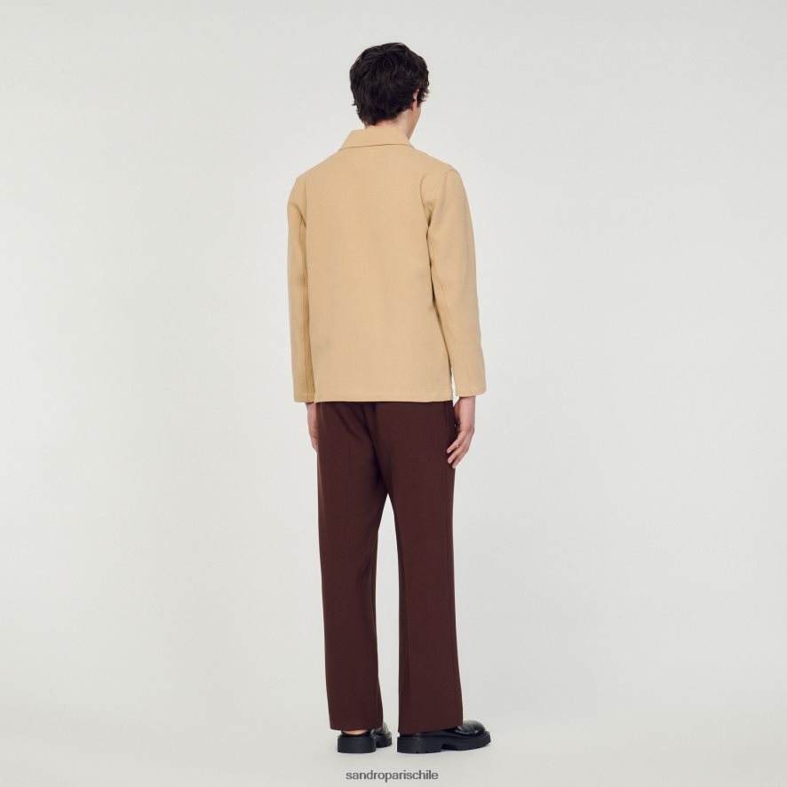 Sandro Paris chaqueta de trabajador beige hombres vestir JJ402J765