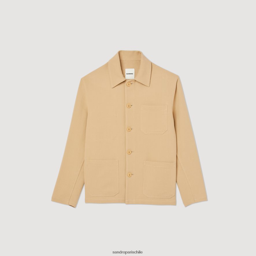 Sandro Paris chaqueta de trabajador beige hombres vestir JJ402J765