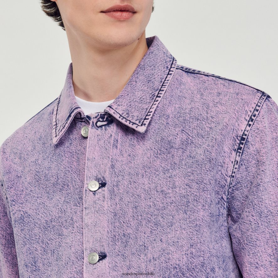 Sandro Paris chaqueta de trabajador descolorida rosa hombres vestir JJ402J584