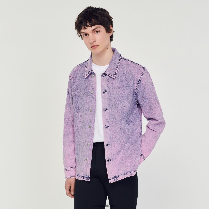 Sandro Paris chaqueta de trabajador descolorida rosa hombres vestir JJ402J584