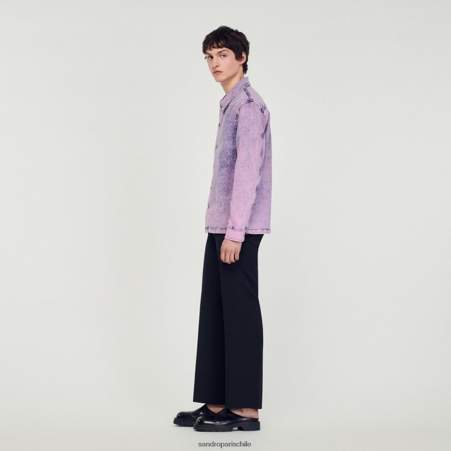 Sandro Paris chaqueta de trabajador descolorida rosa hombres vestir JJ402J584